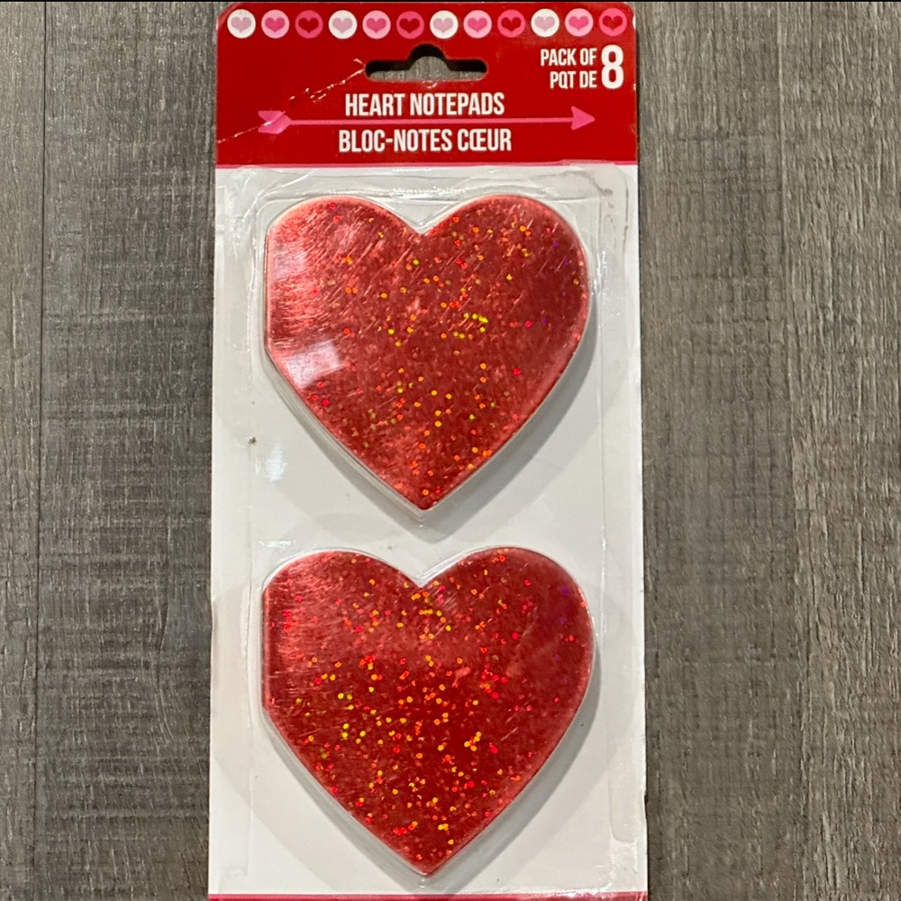💞 New Pack of 8 Glitter Heart Valentine’s Day Note Pads